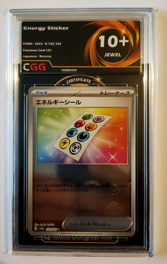 Carte Pokémon Gradée Japonaise Energy Sticker Reverse PokéBall 151, 152/165 CGG10+ jewel!